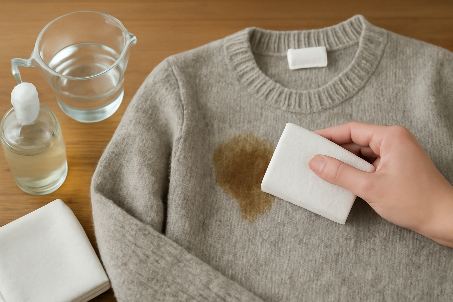 How to Remove Coffee from a Wool Sweater: Fresh and Dried Stains illustration