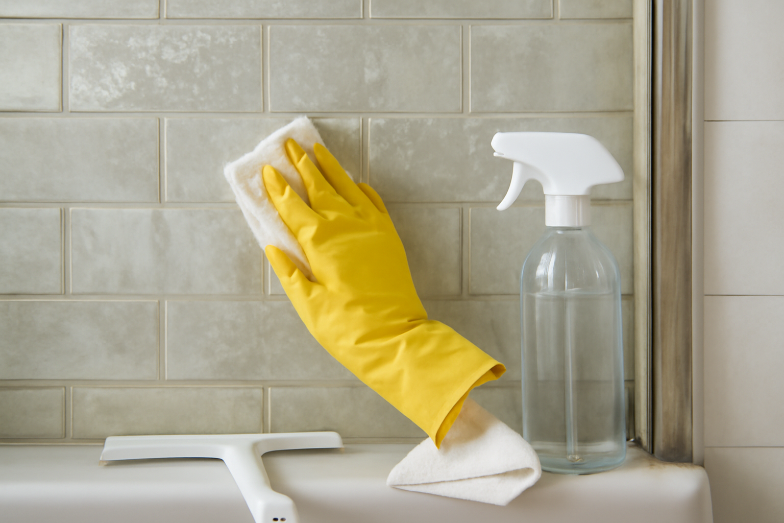 How to Remove Hard Water Stains from a Glass Tile Shower Wall illustration