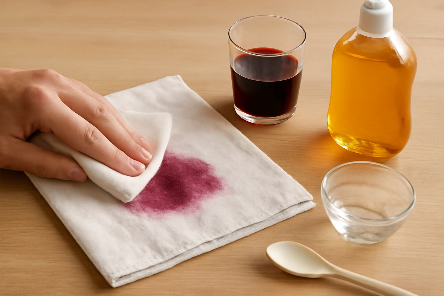 How to Remove Red Wine from a Cotton Napkin: Fresh and Dried Stains illustration