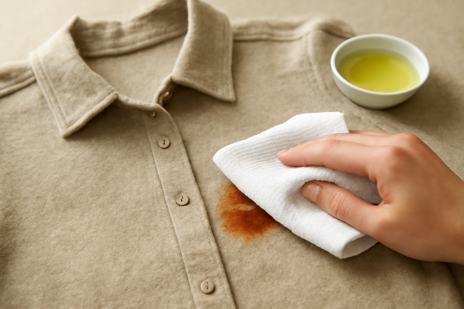 Imagen editorial: Cómo quitar una mancha de óxido de una camisa de lana: métodos para manchas frescas y secas