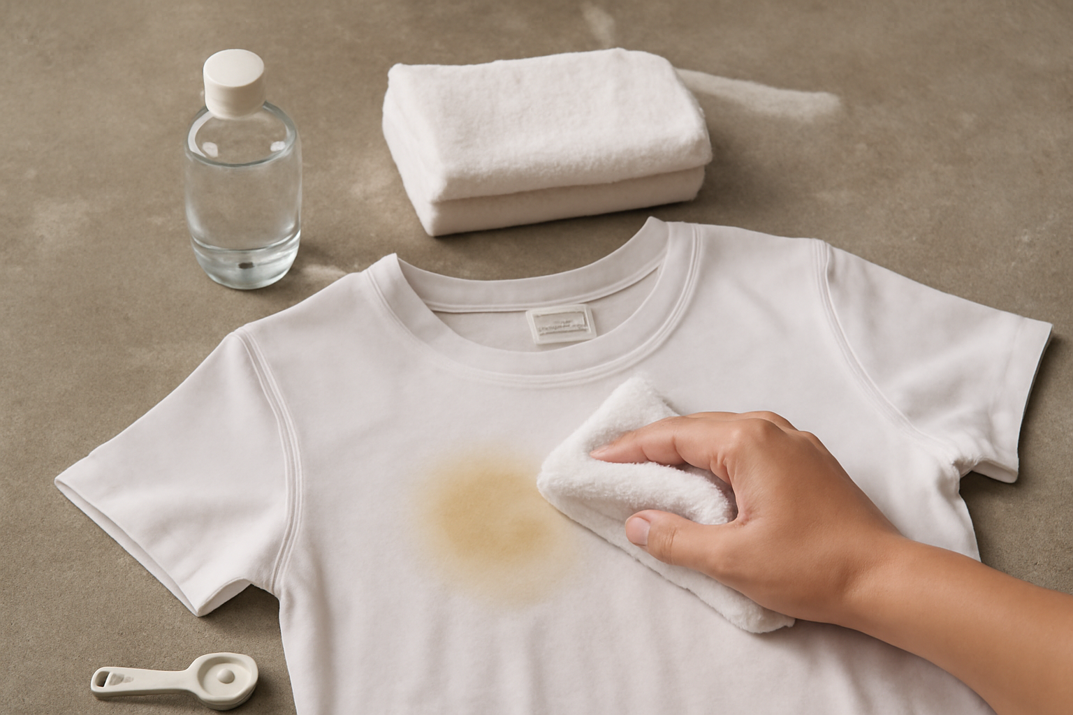 Imagem editorial: Como tirar mancha de desodorante de roupa branca: guia para mancha fresca e seca