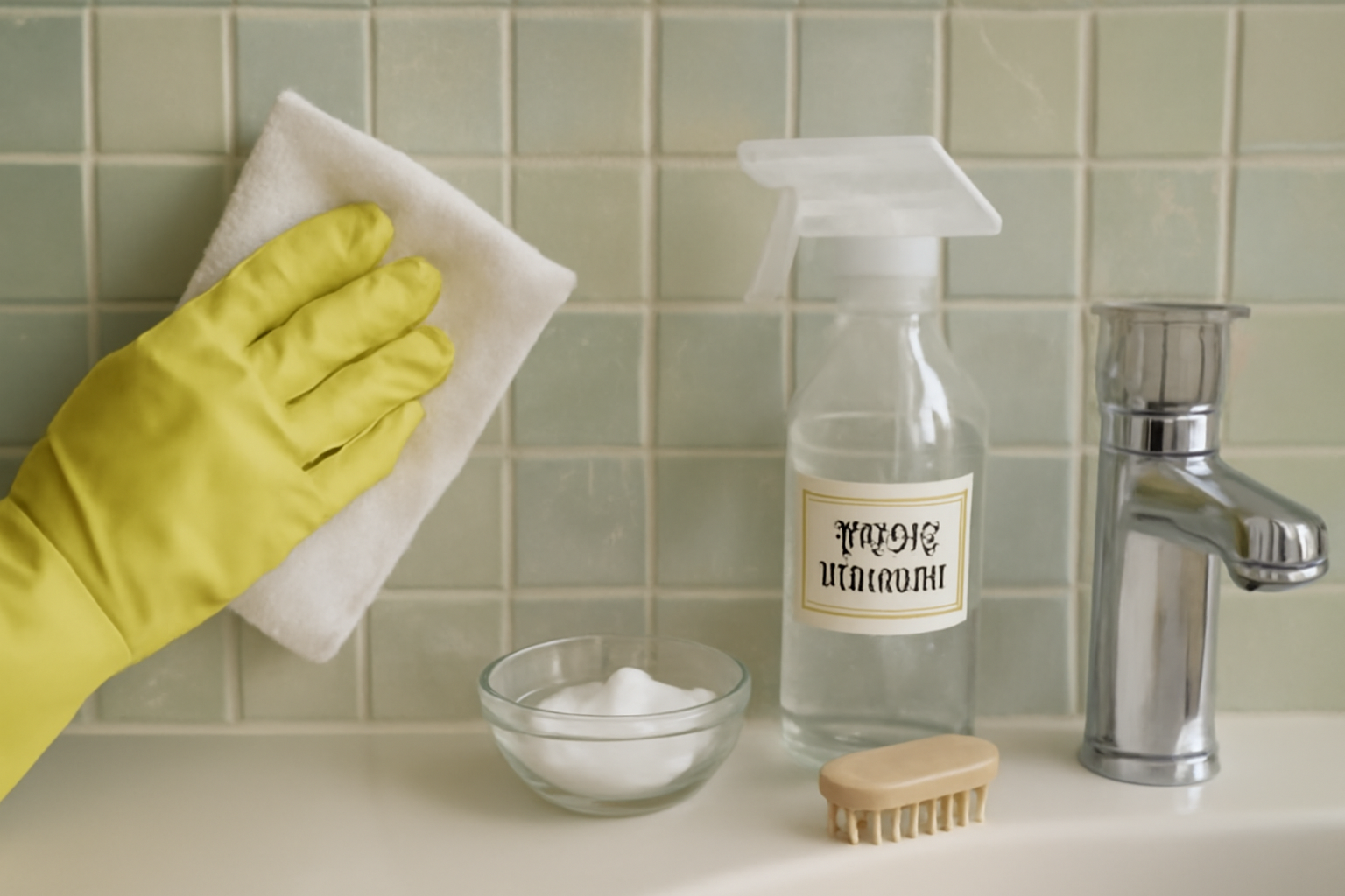 How to Remove Mineral Deposits from a Glass Tile Backsplash illustration
