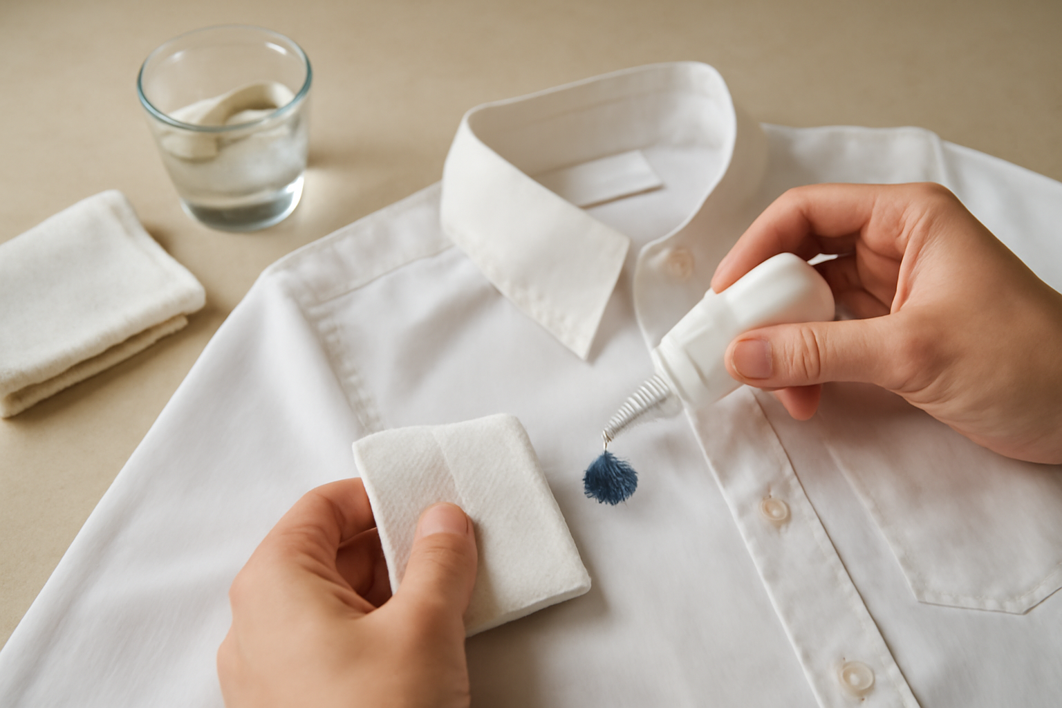 Imagem editorial: Como tirar mancha de caneta esferográfica de camisa social: guia para traço fresco e seco