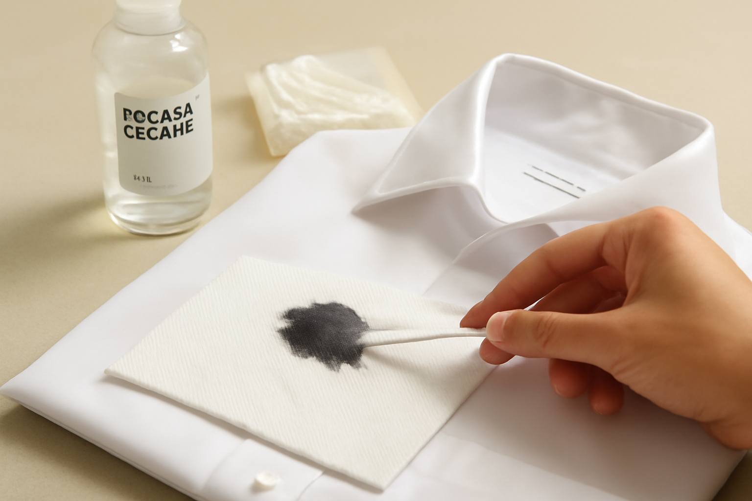 Imagen editorial: Cómo quitar una mancha de marcador permanente de una camisa de poliéster: métodos para manchas frescas y secas
