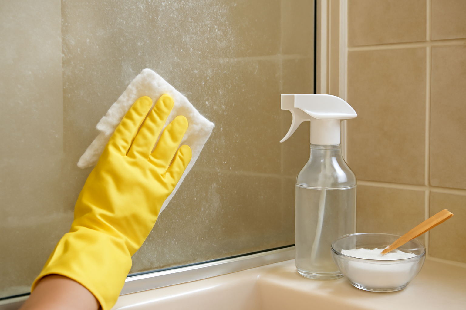 How to Remove Hard Water Spots from a Glass Shower Door illustration