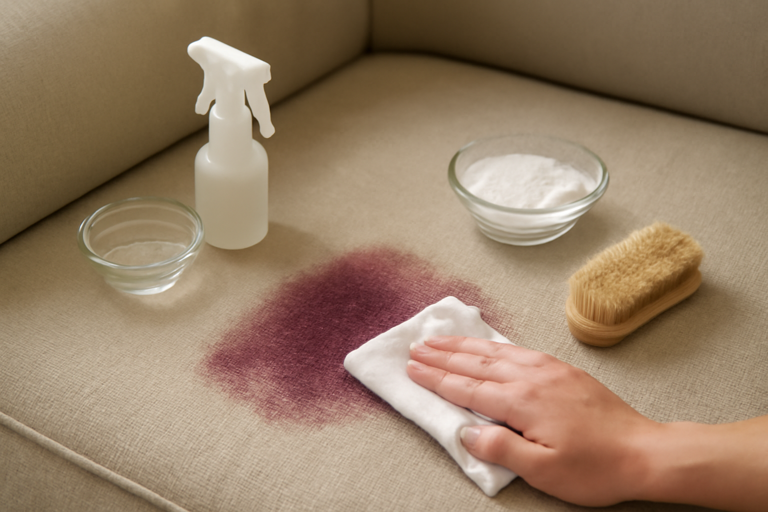 How to Remove Set-In Red Wine from a Polyester Couch Cushion illustration