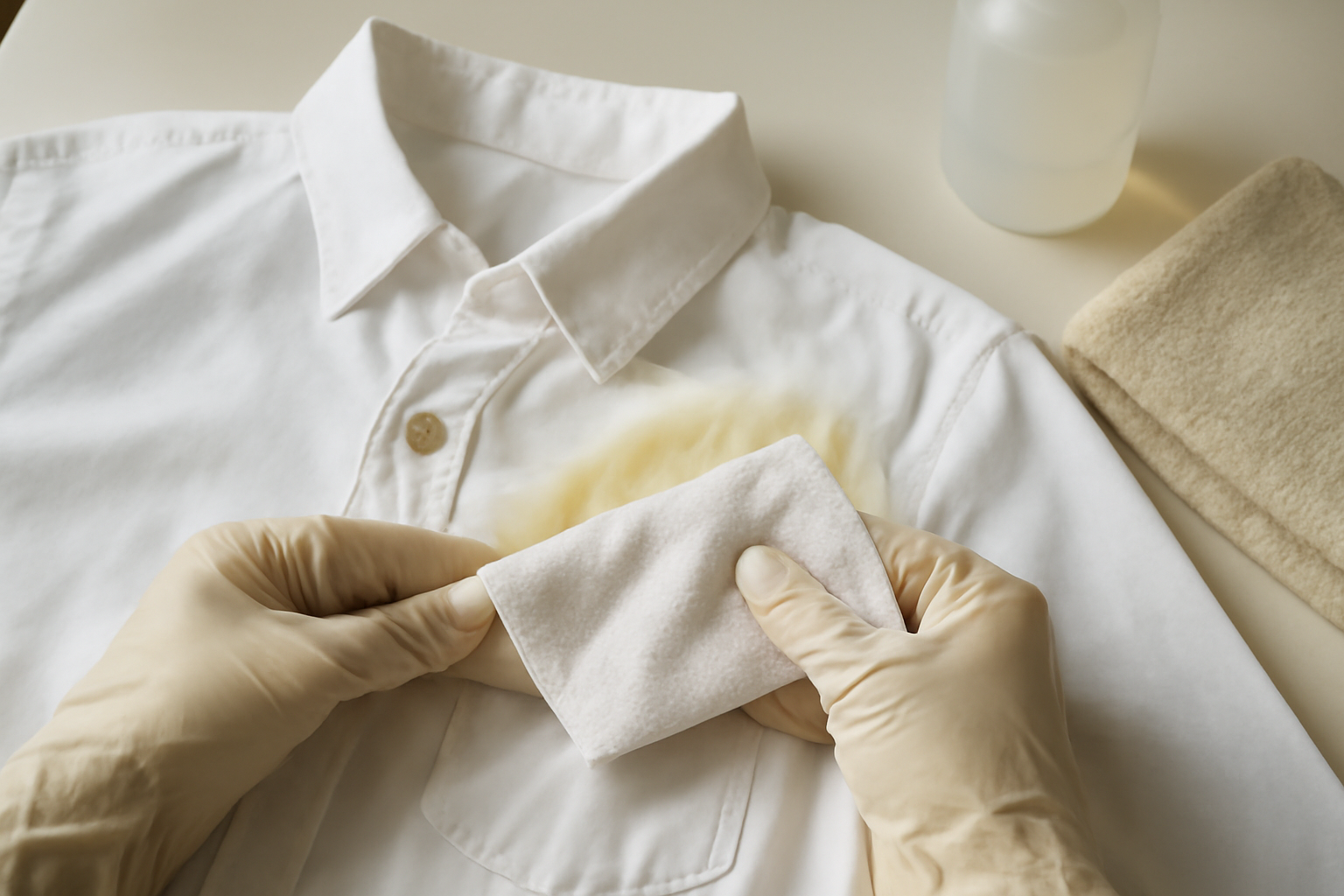 Imagen editorial: Cómo quitar manchas de sudor de una camisa blanca de algodón: guía para manchas frescas y secas