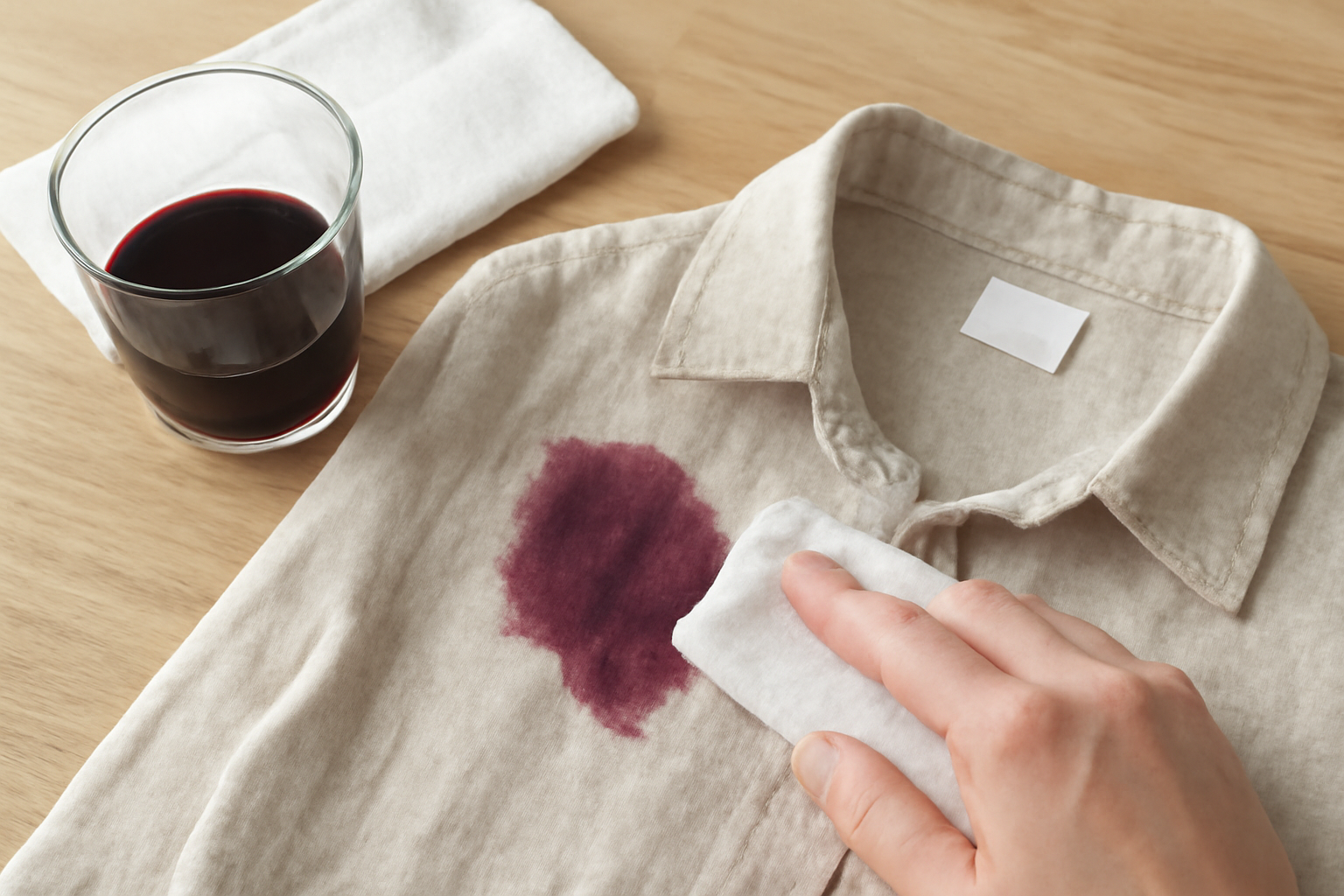 Imagem editorial: Tirar mancha de suco de uva de camisa de linho: guia para mancha fresca e seca