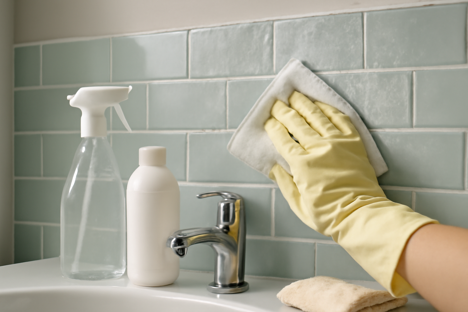 How to Remove Hard Water Stains from a Glass Tile Backsplash illustration