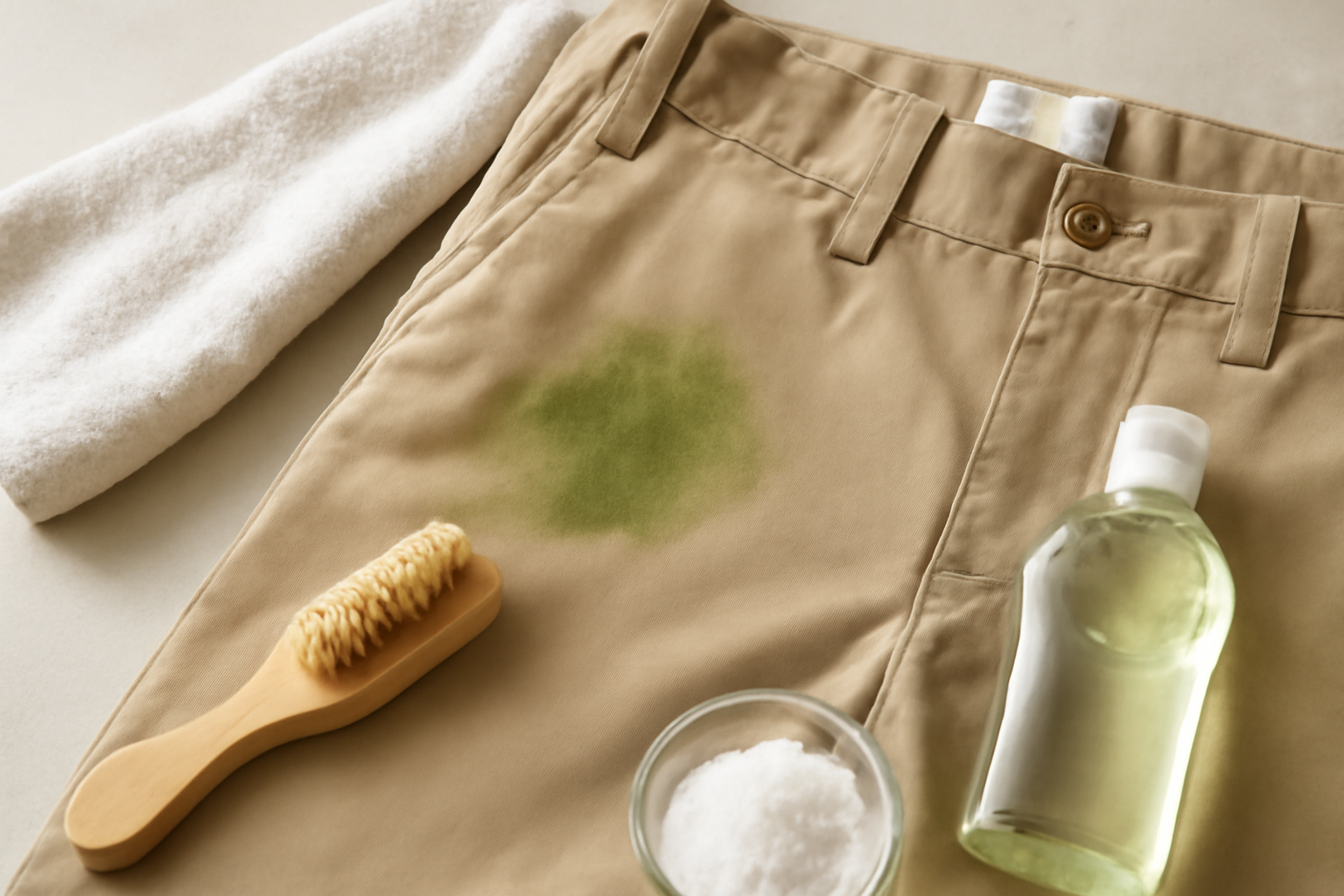 How to Remove Set-In Grass Stains from Khaki Chinos illustration