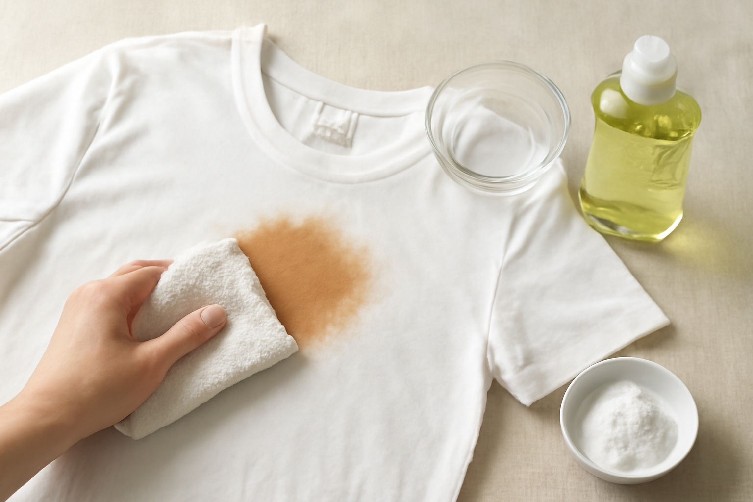 How to Remove Set-In Coffee from a Cotton T-Shirt illustration