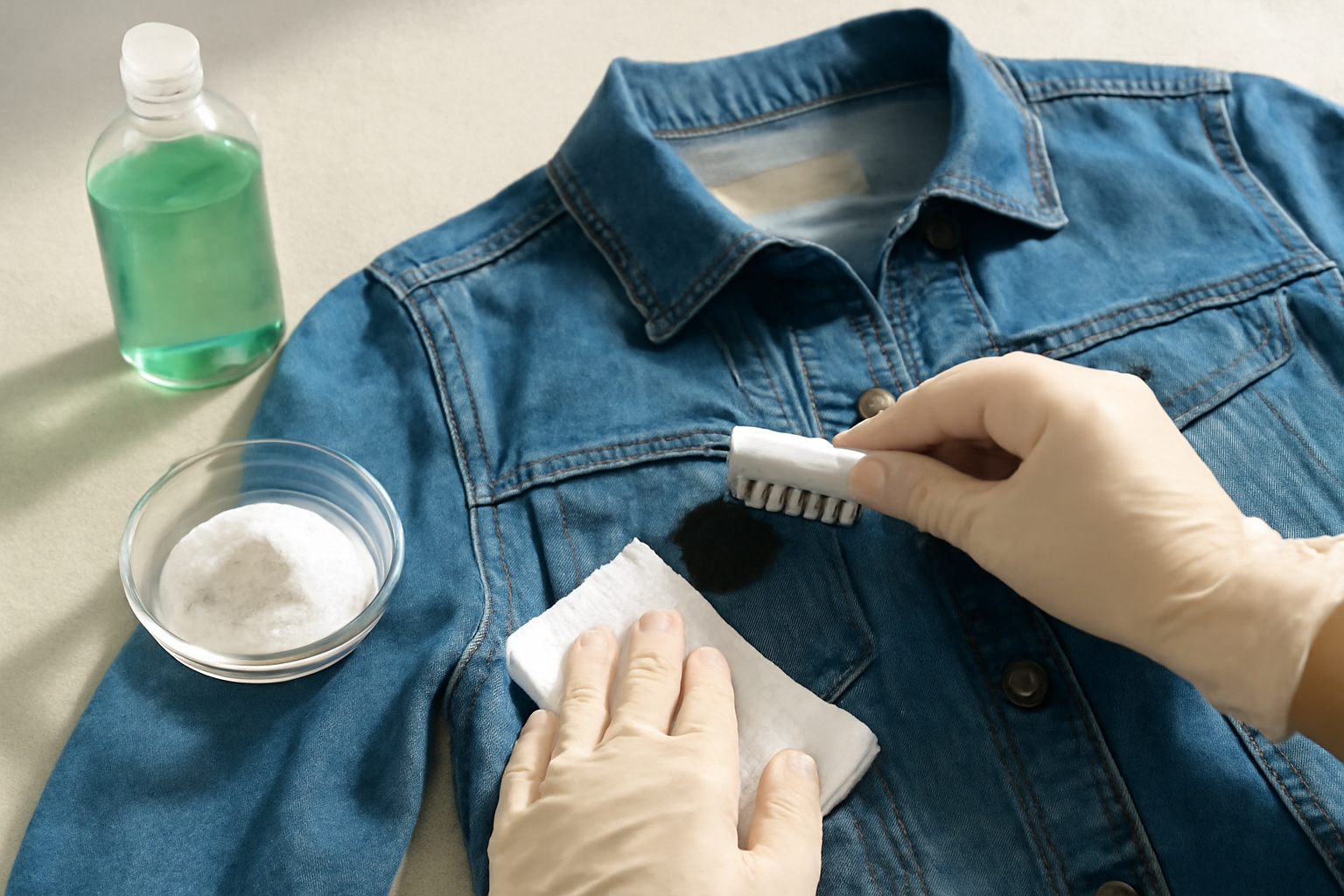 How to Remove Set-In Cooking Oil from a Denim Jacket illustration