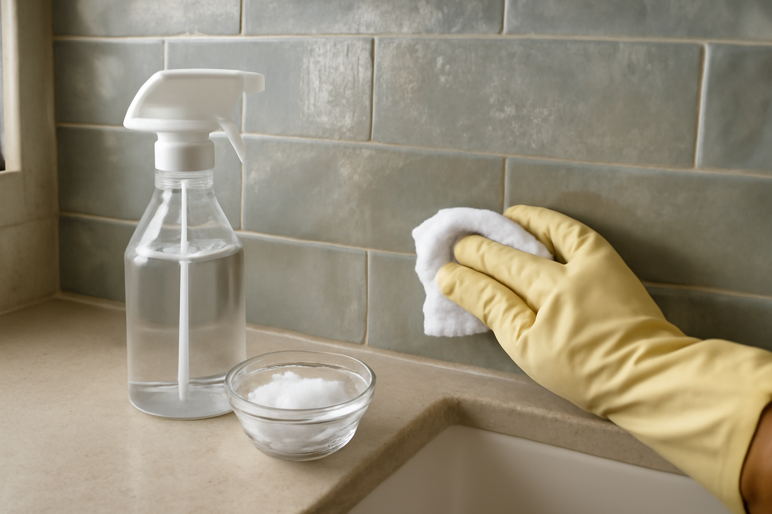 How to Remove Hard Water Stains from a Glass Tile Backsplash illustration