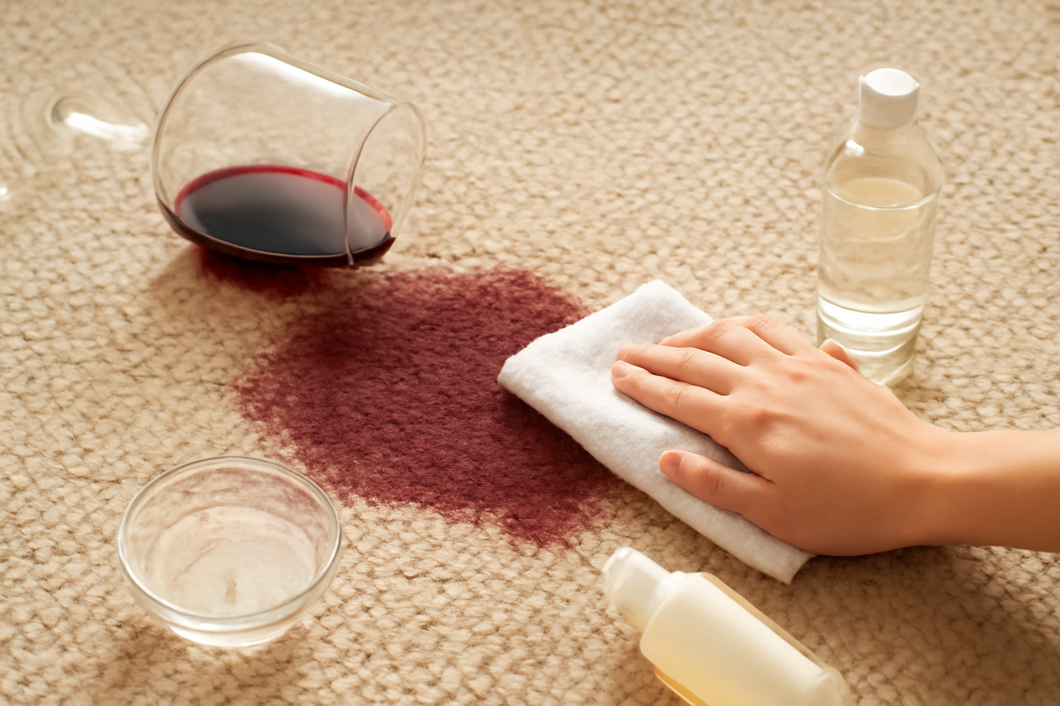 How to Remove Fresh Red Wine from a Wool Rug illustration