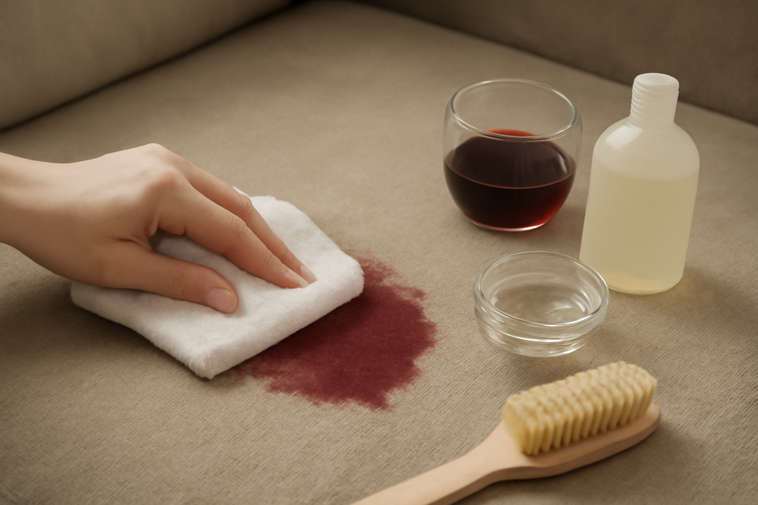 How to Remove Fresh Red Wine from a Microfiber Couch illustration