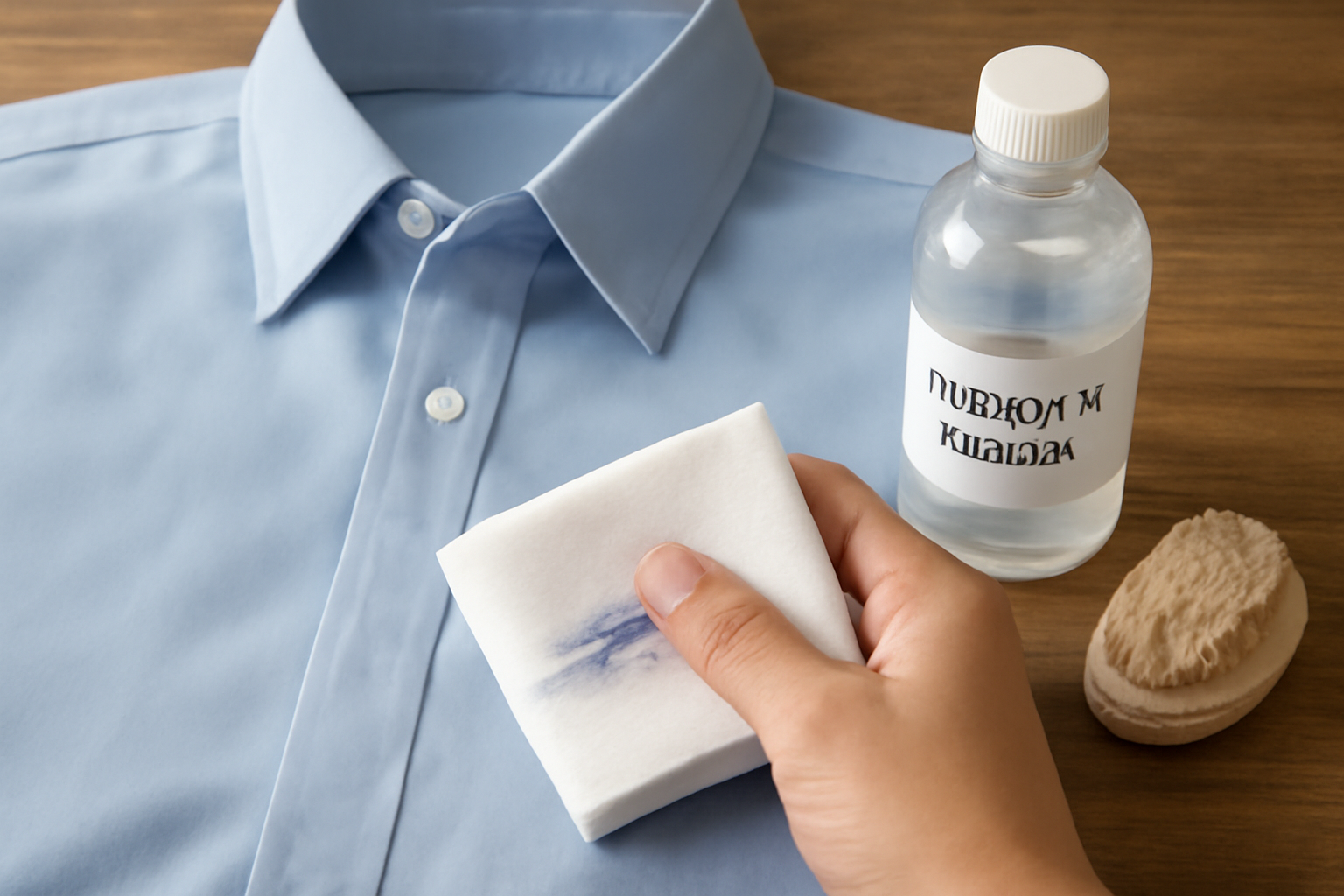 Imagem editorial: Tirar mancha de caneta esferográfica de camisa de poliéster: guia para traço fresco e seco