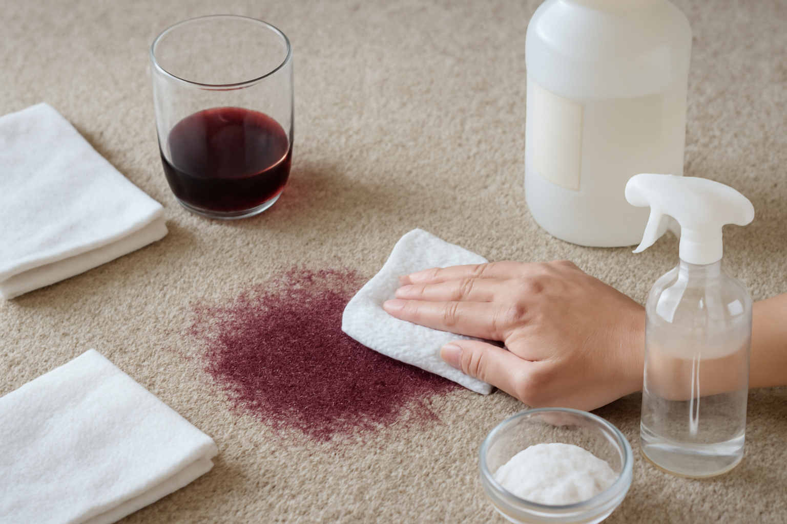 How to Remove a Set-In Red Wine Stain from a Nylon Carpet illustration