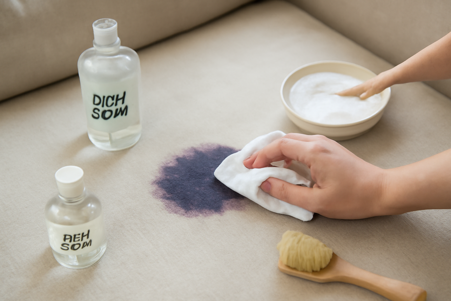 How to Remove a Set-In Blueberry Stain from a Linen Couch illustration