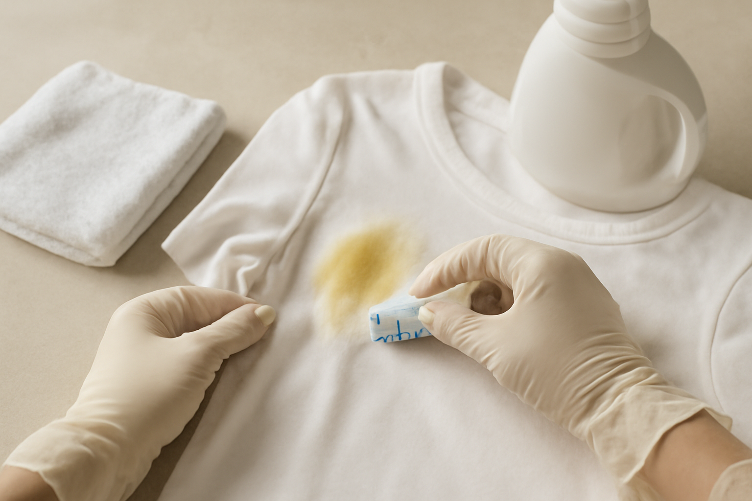 Imagen editorial: Cómo quitar una mancha de sudor de una camisa de algodón blanco: guía para manchas frescas y secas