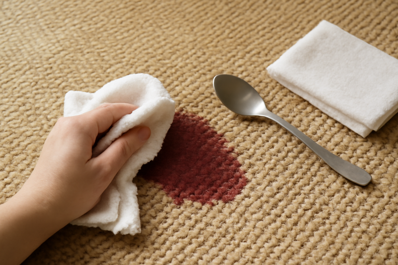 Imagen editorial: Cómo quitar una mancha de vino tinto de una alfombra de sisal: guía para manchas frescas y secas