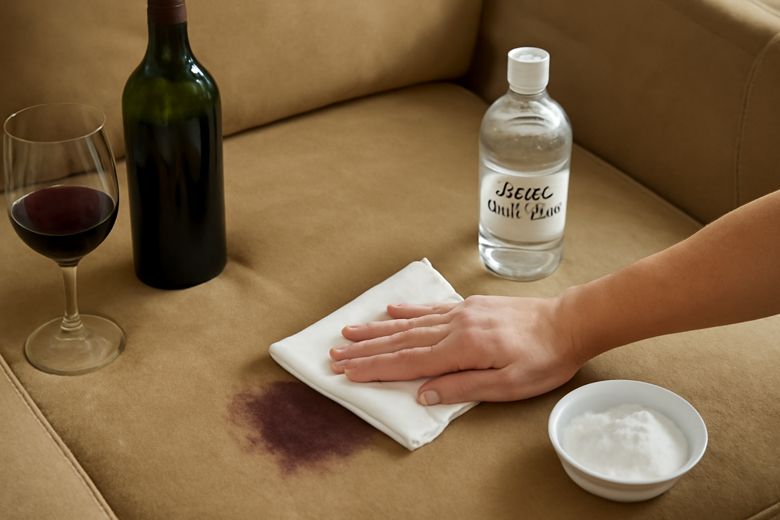 How to Remove a Set-In Red Wine Stain from a Microfiber Couch illustration