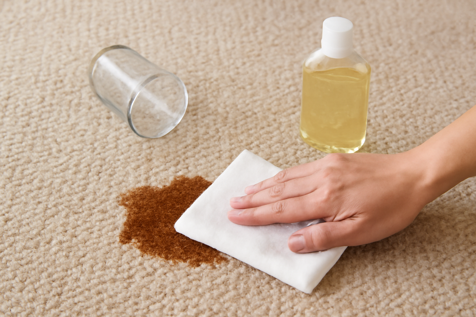 Imagen editorial: Cómo quitar una mancha de café de una alfombra de lana: guía para manchas frescas y secas