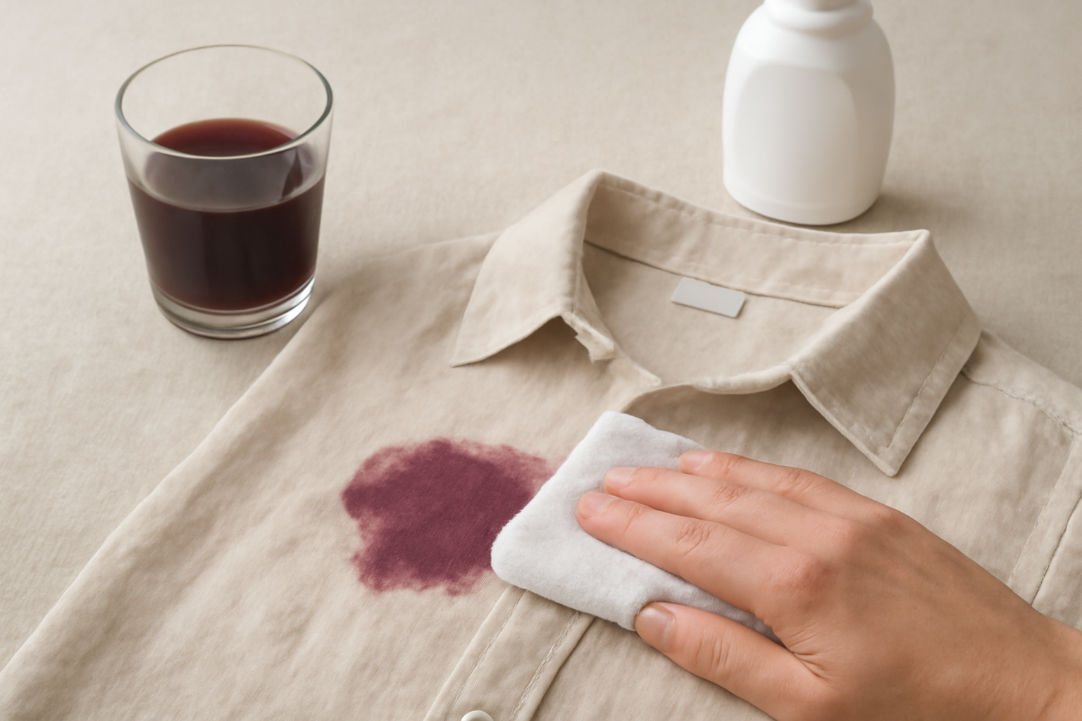 Imagen editorial: Cómo quitar una mancha de jugo de uva de una camisa de lino: guía para manchas frescas y secas
