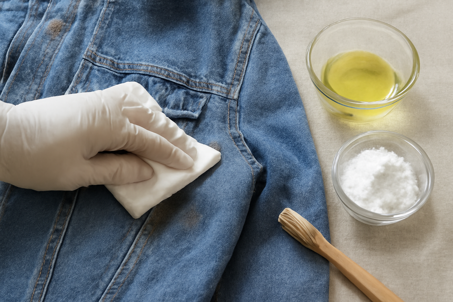 How to Remove a Set-In Oil Stain from a Denim Jacket illustration