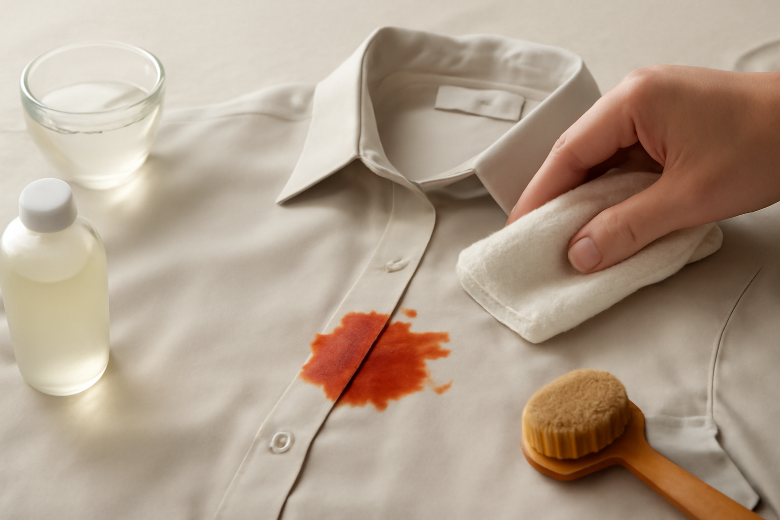 Imagen editorial: Cómo quitar una mancha de salsa de tomate de una camisa de poliéster: guía para manchas frescas y secas