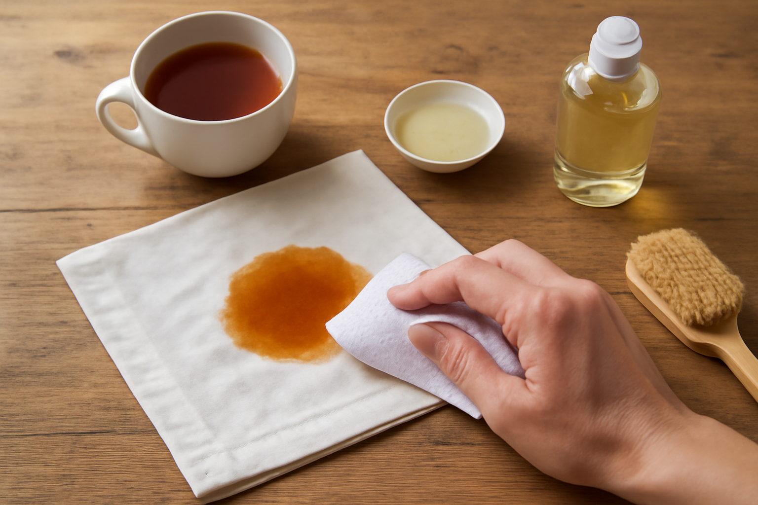 How to Remove a Fresh Tea Stain from a Cotton Napkin illustration