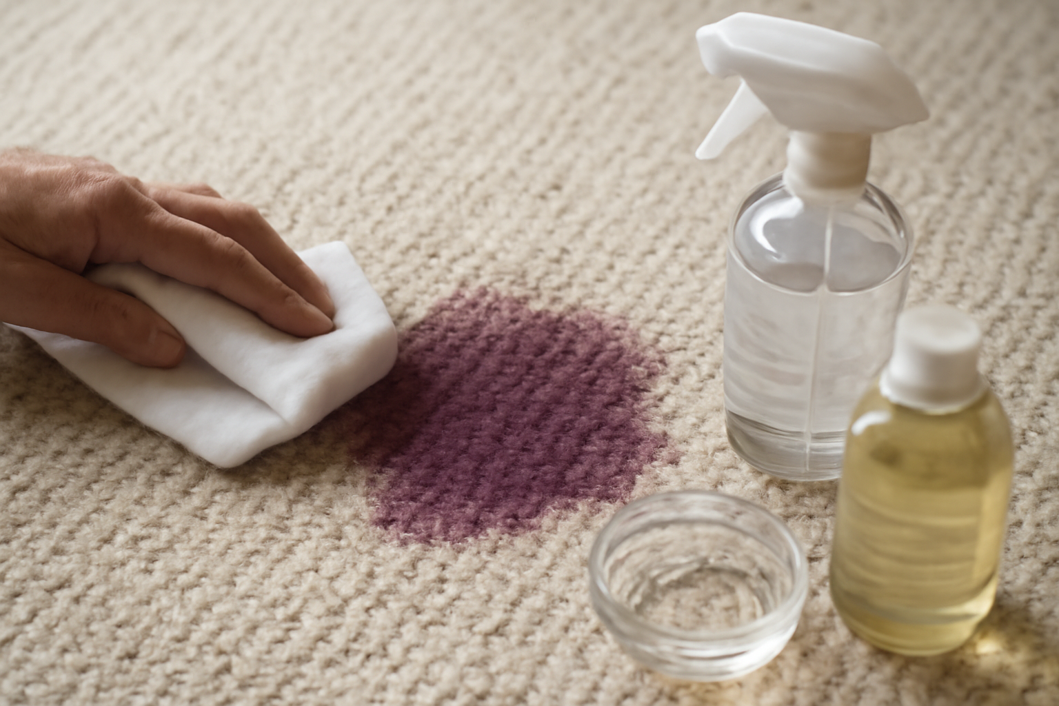How to Remove a Dried Red Wine Stain from a Wool Rug illustration