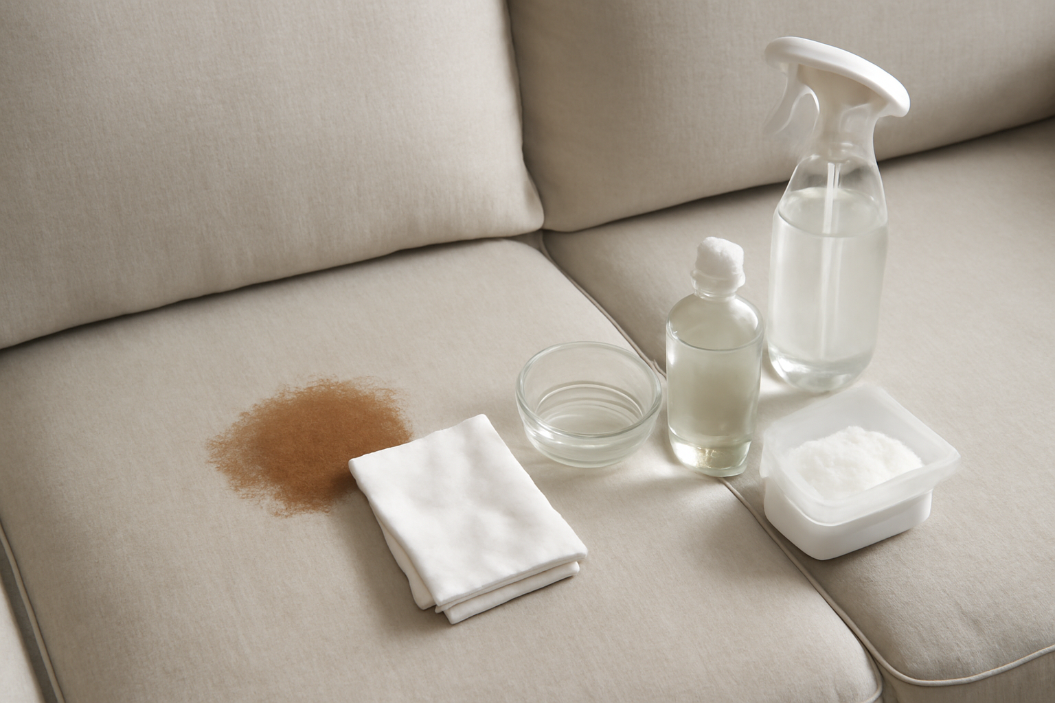 How to Remove a Dried Coffee Stain from a Polyester Couch illustration
