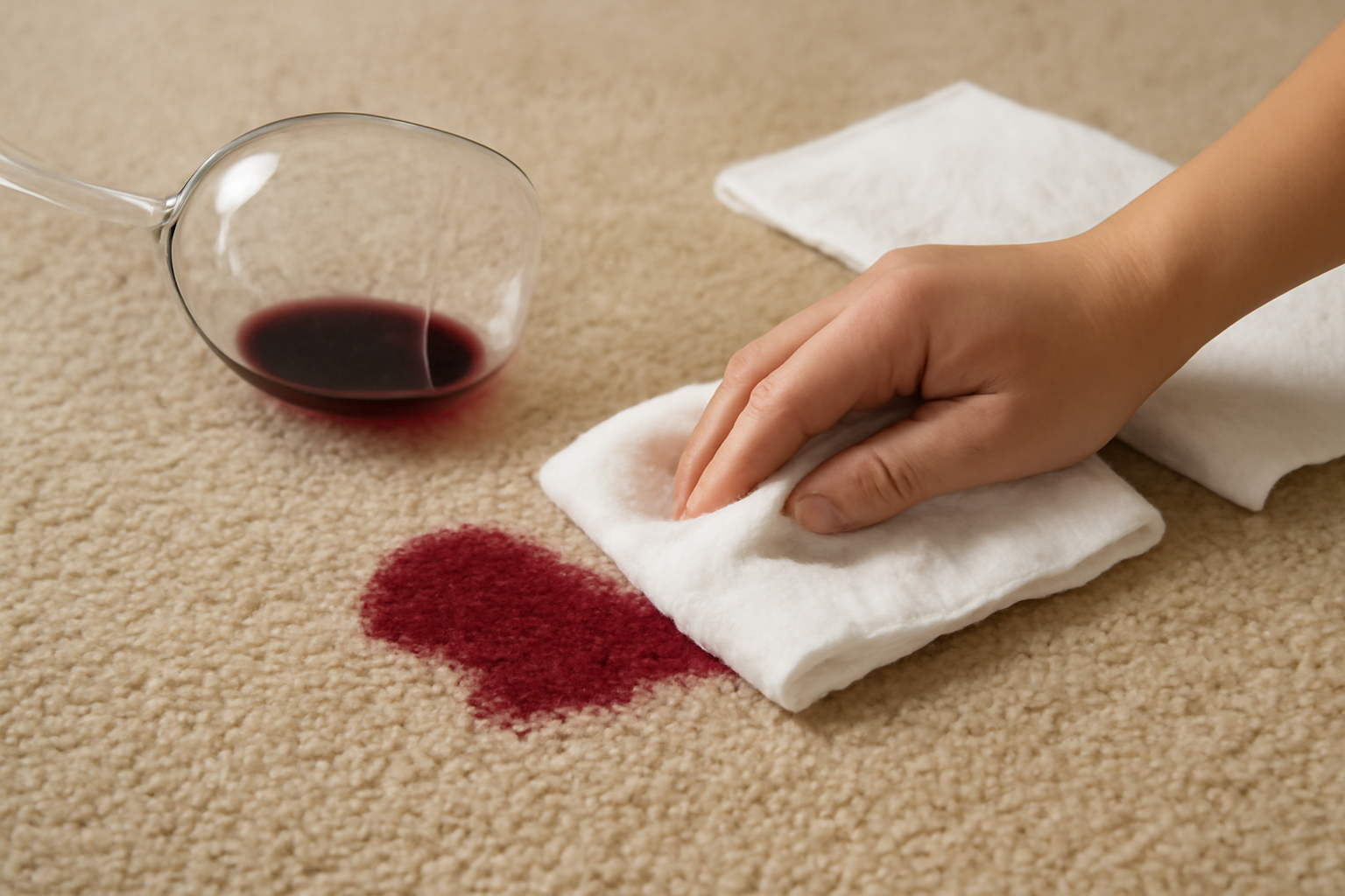 How to Remove a Fresh Red Wine Stain from a Nylon Carpet illustration