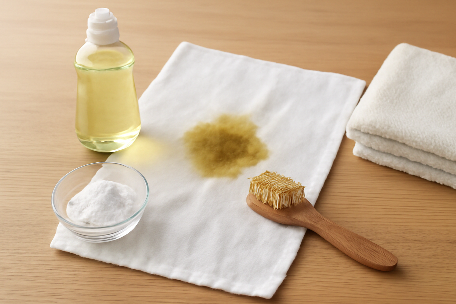 How to Remove a Set-In Olive Oil Stain from a Cotton Dish Towel illustration