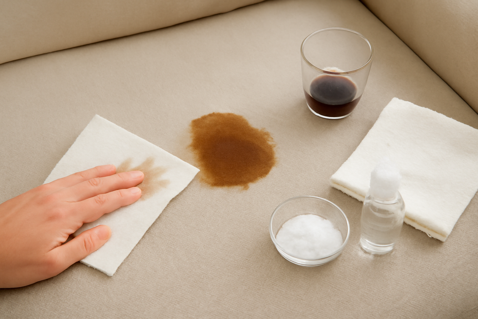 How to Remove a Fresh Coffee Stain from a Linen Sofa illustration
