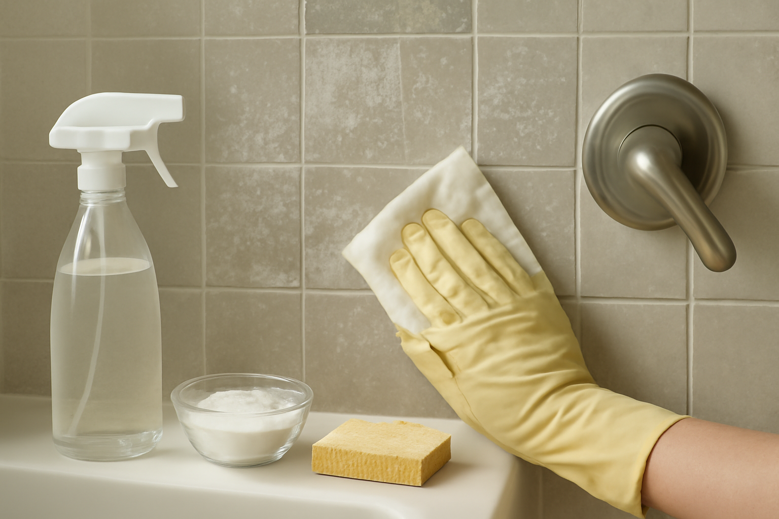 How to Remove Mineral Deposits from a Glass Tile Shower Wall illustration