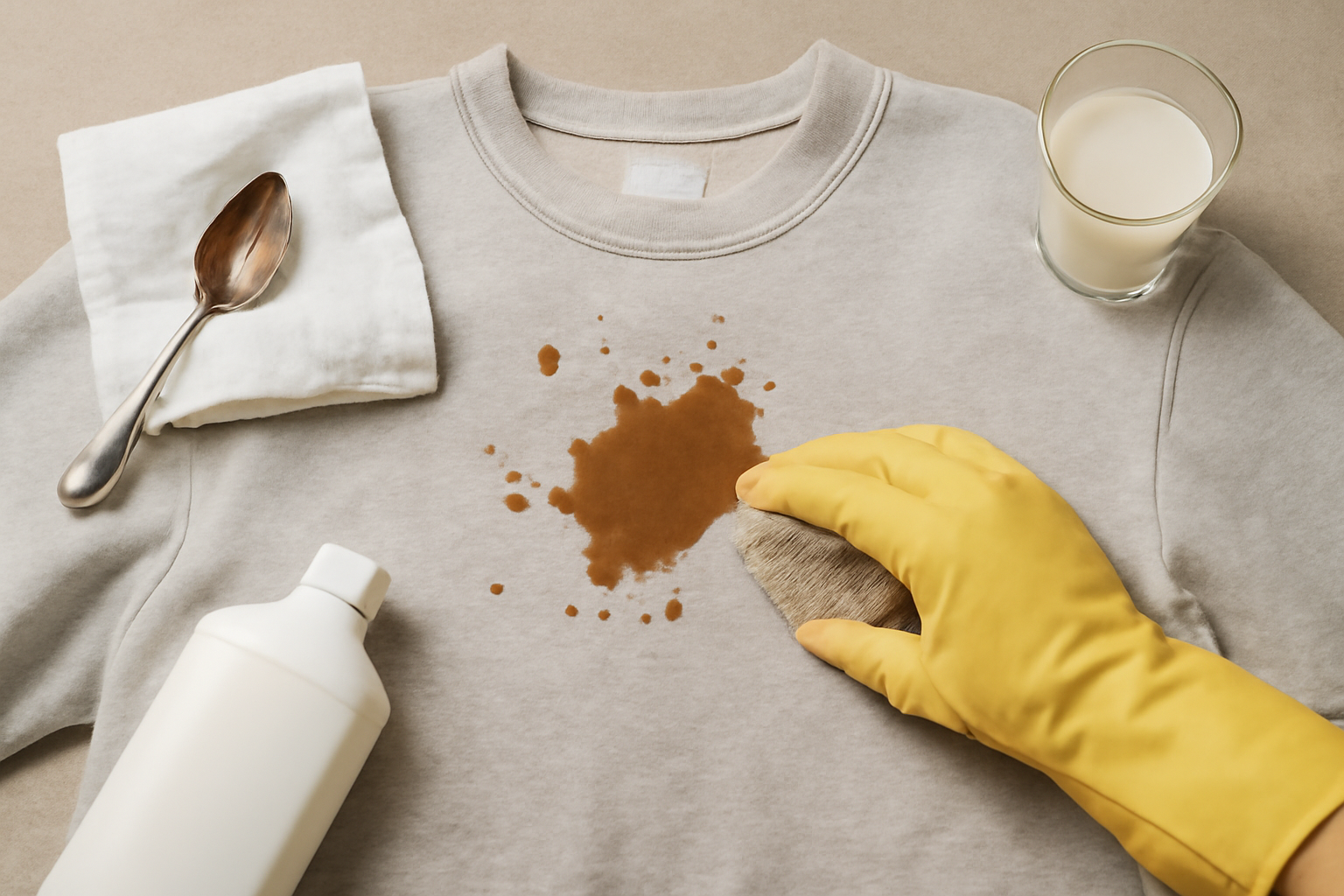 Imagem editorial: Como tirar mancha de chocolate de moletom: guia para mancha fresca e seca