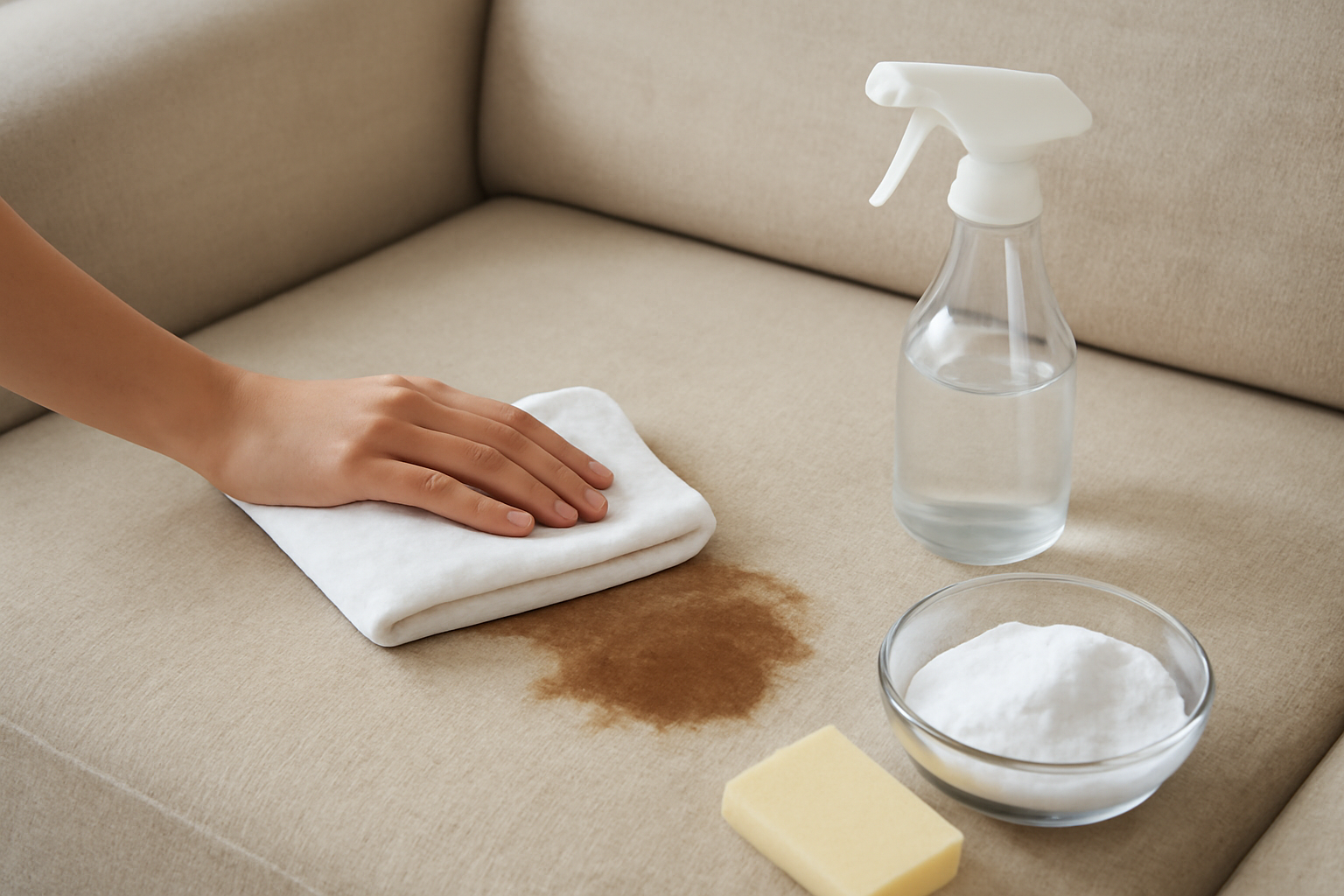 How to Remove a Dried Coffee Stain from a Polyester Couch illustration
