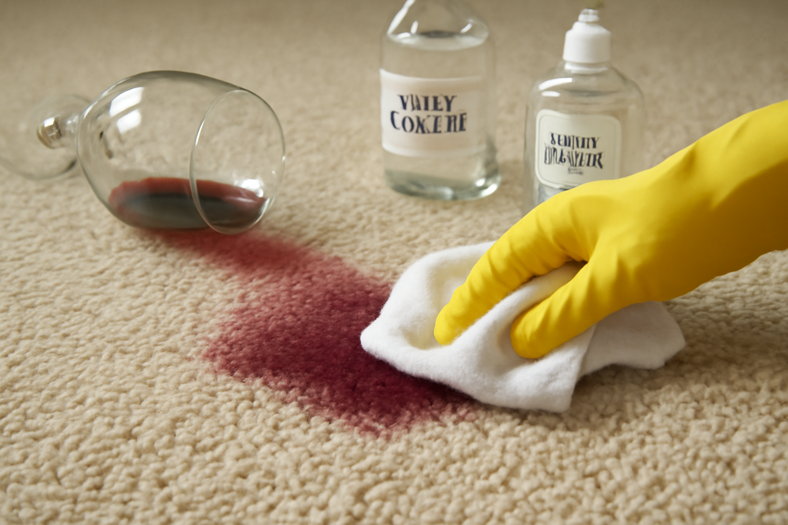 How to Remove a Fresh Red Wine Stain from a Wool Rug illustration