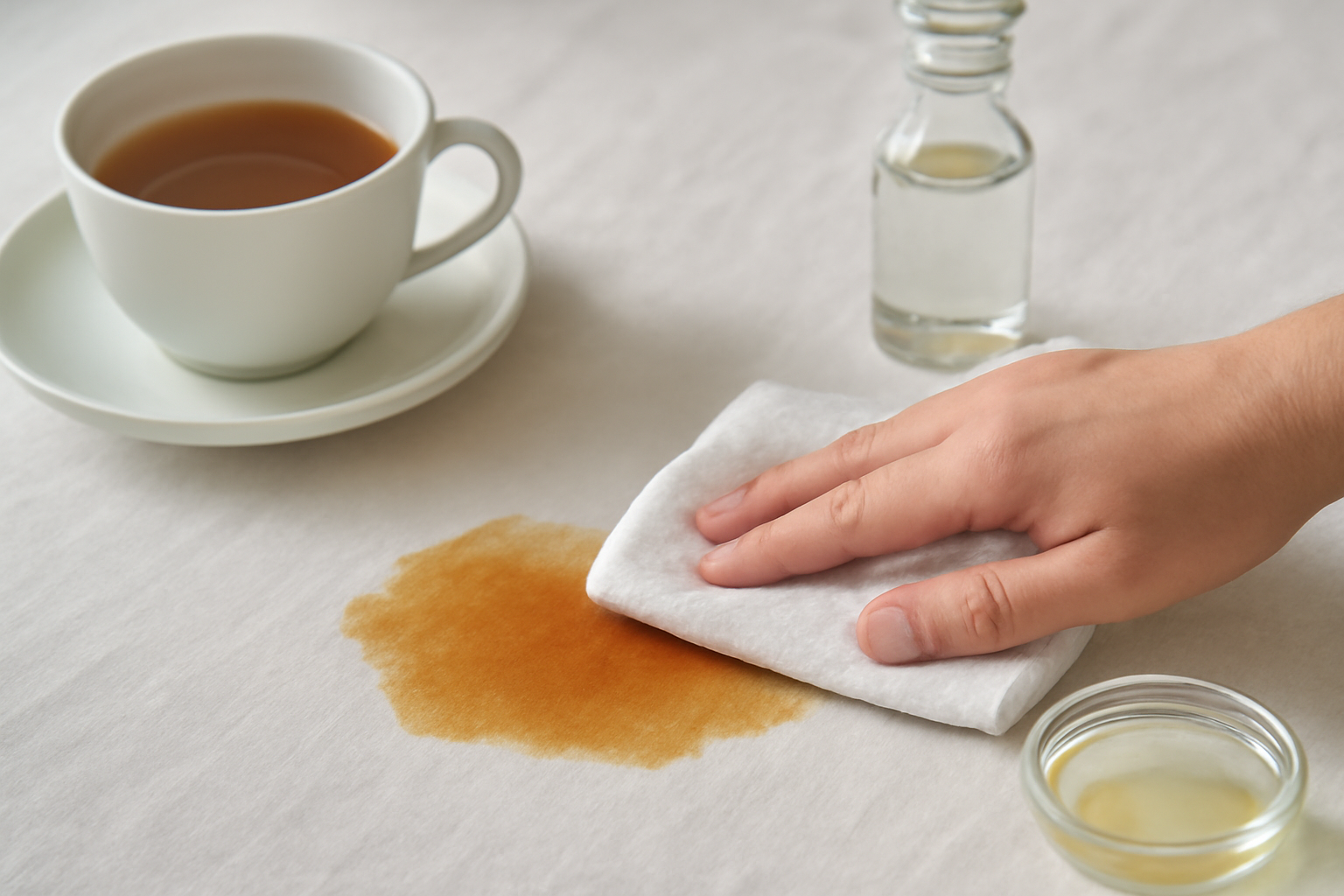 How to Remove a Fresh Tea Stain from a Cotton Tablecloth illustration