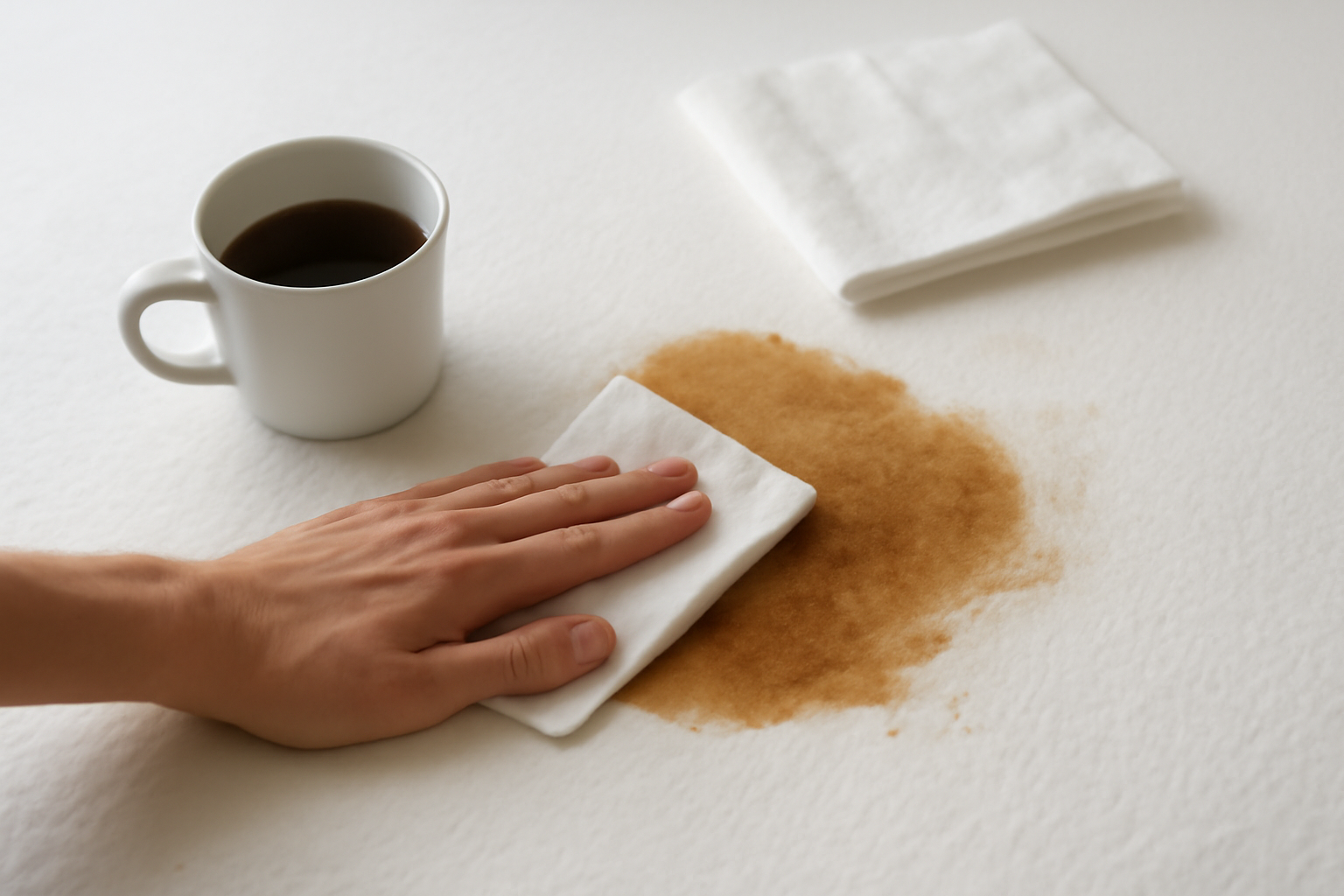 Imagen editorial: Cómo quitar una mancha de café de un colchón de espuma: guía para manchas frescas y secas