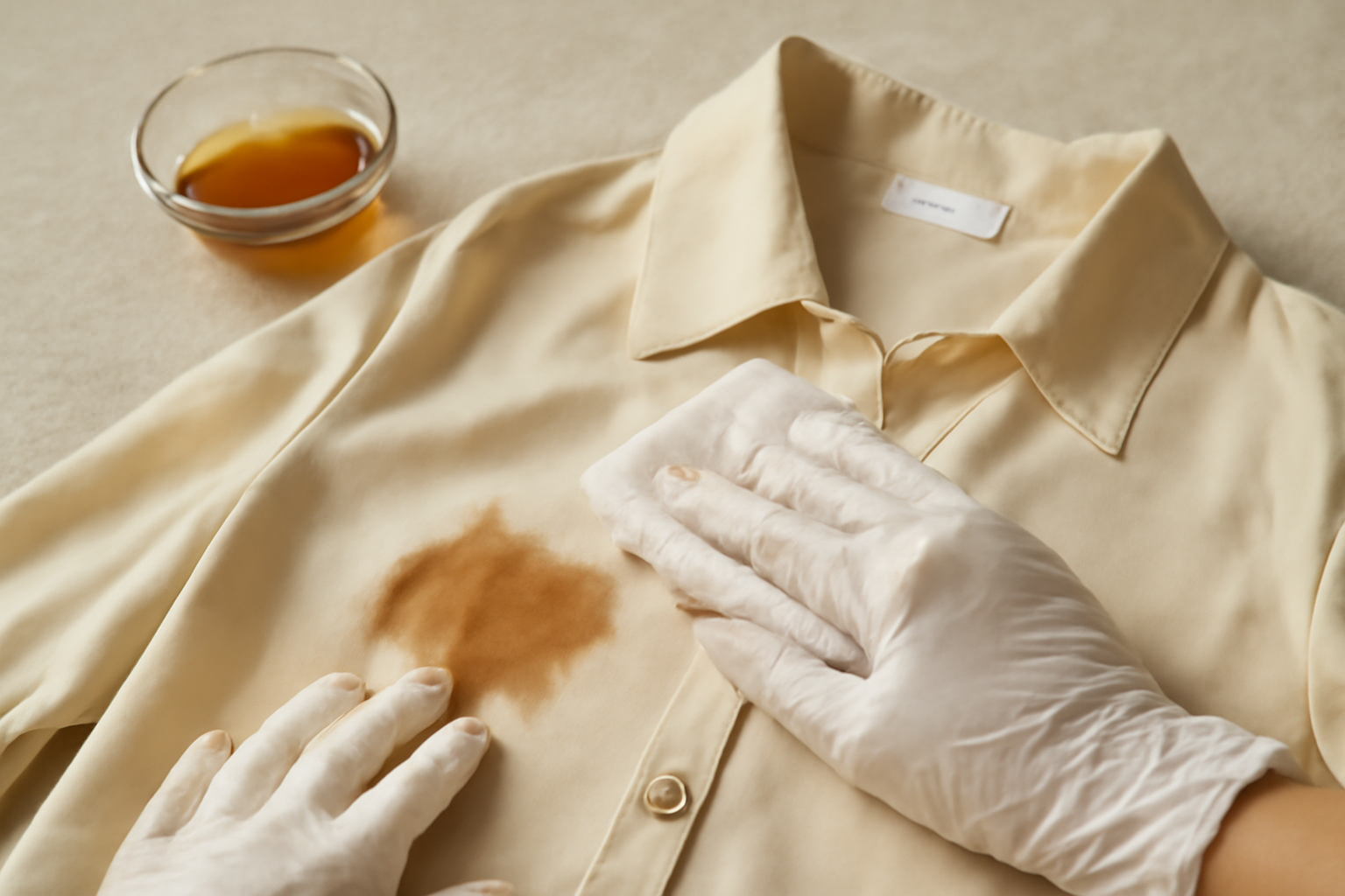 Imagen editorial: Cómo quitar una mancha de café de una camisa de seda: guía para manchas frescas y secas