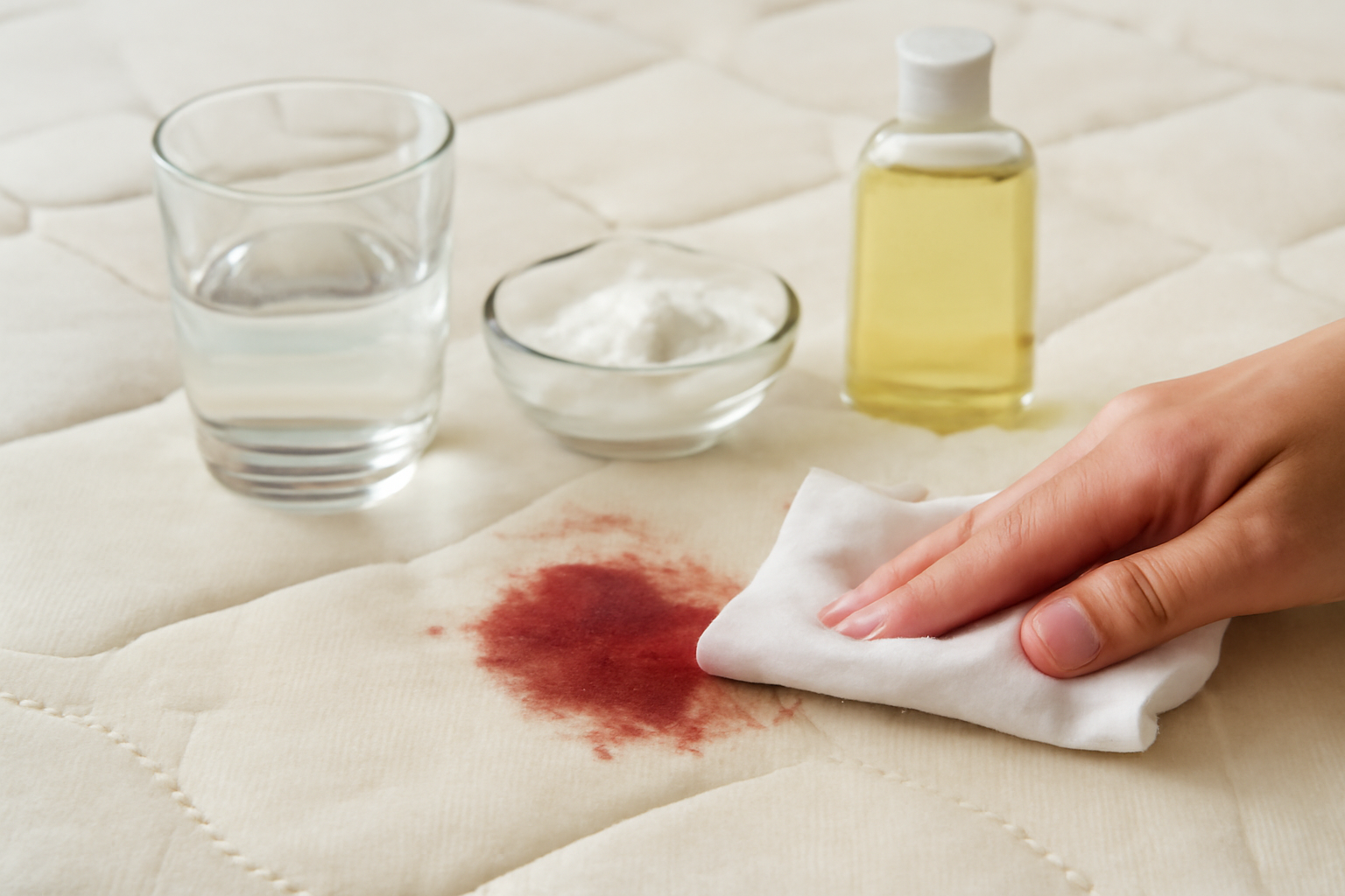 How to Remove a Dried Blood Stain from a Cotton Mattress illustration