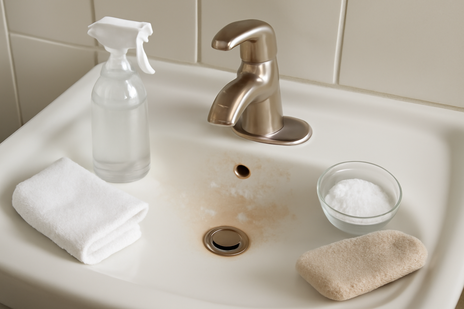 How to Remove Hard Water Stains from a Porcelain Sink illustration