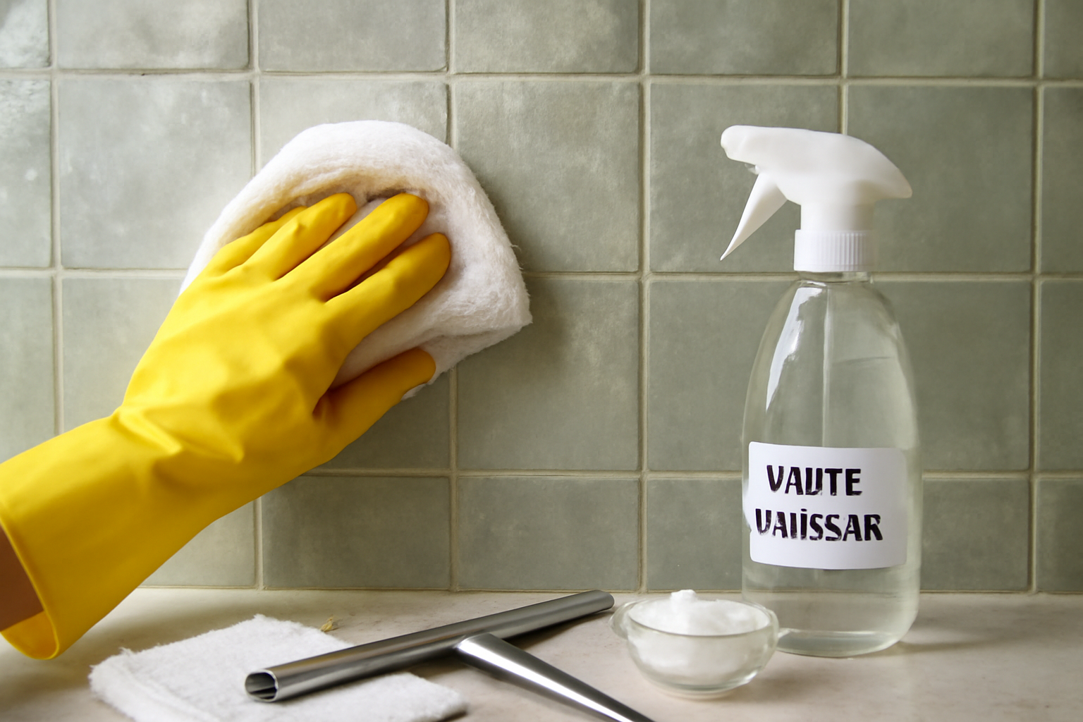 How to Remove Hard Water Stains from a Glass Tile Shower Wall illustration