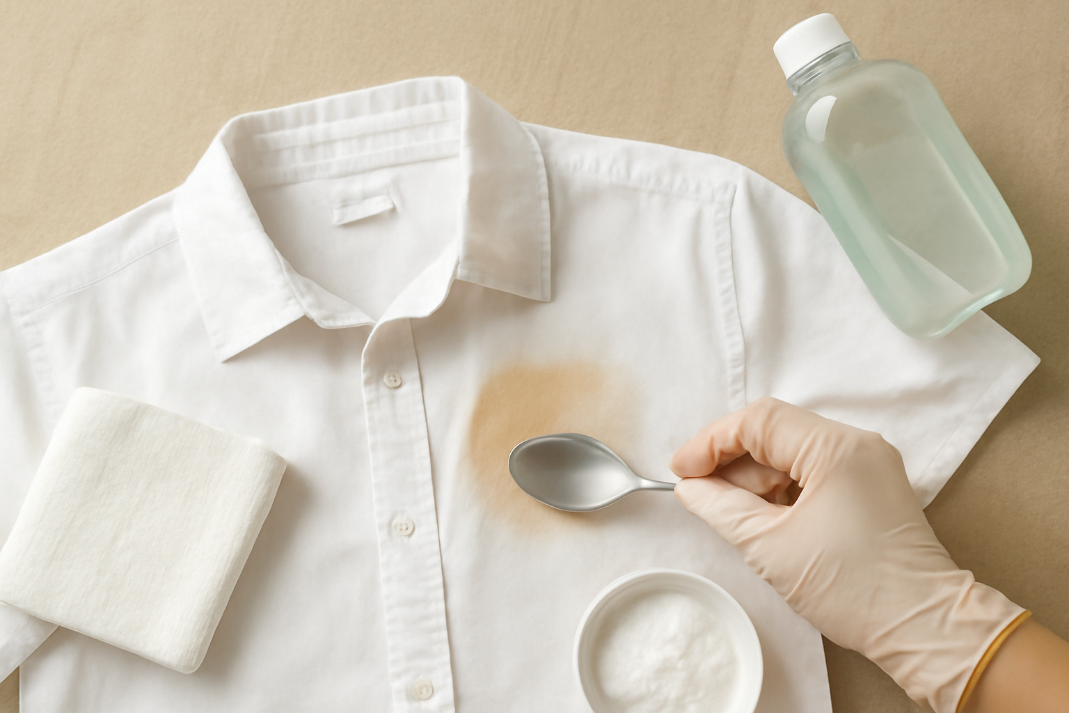 Imagen editorial: Cómo quitar manchas de desodorante de una camisa blanca de algodón: métodos para manchas frescas y secas