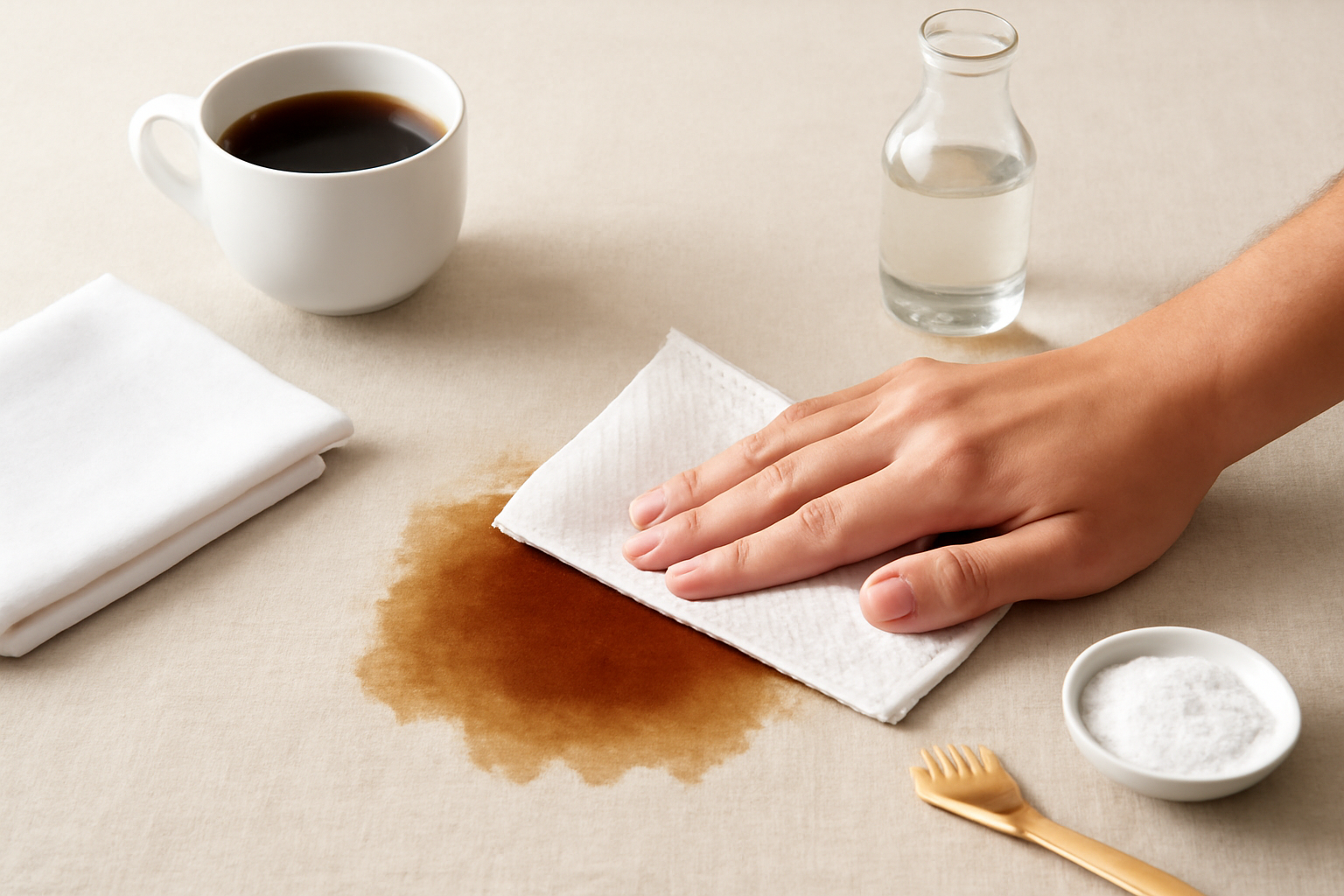 How to Remove a Fresh Coffee Stain from a Linen Tablecloth illustration
