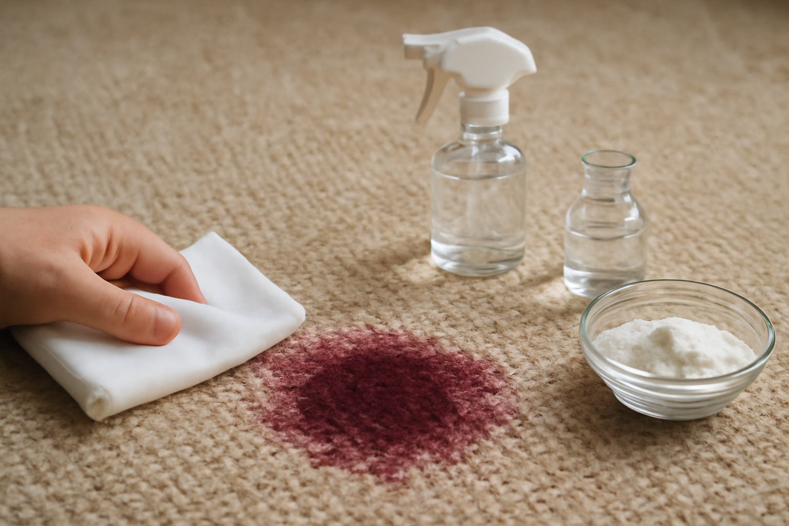 How to Remove a Dried Red Wine Stain from a Wool Rug illustration