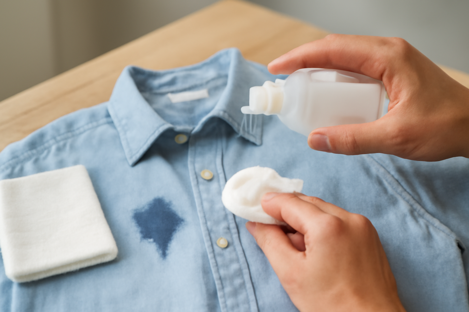 Imagen editorial: Cómo quitar tinta de marcador permanente de una camisa de algodón de color: métodos para manchas frescas y secas