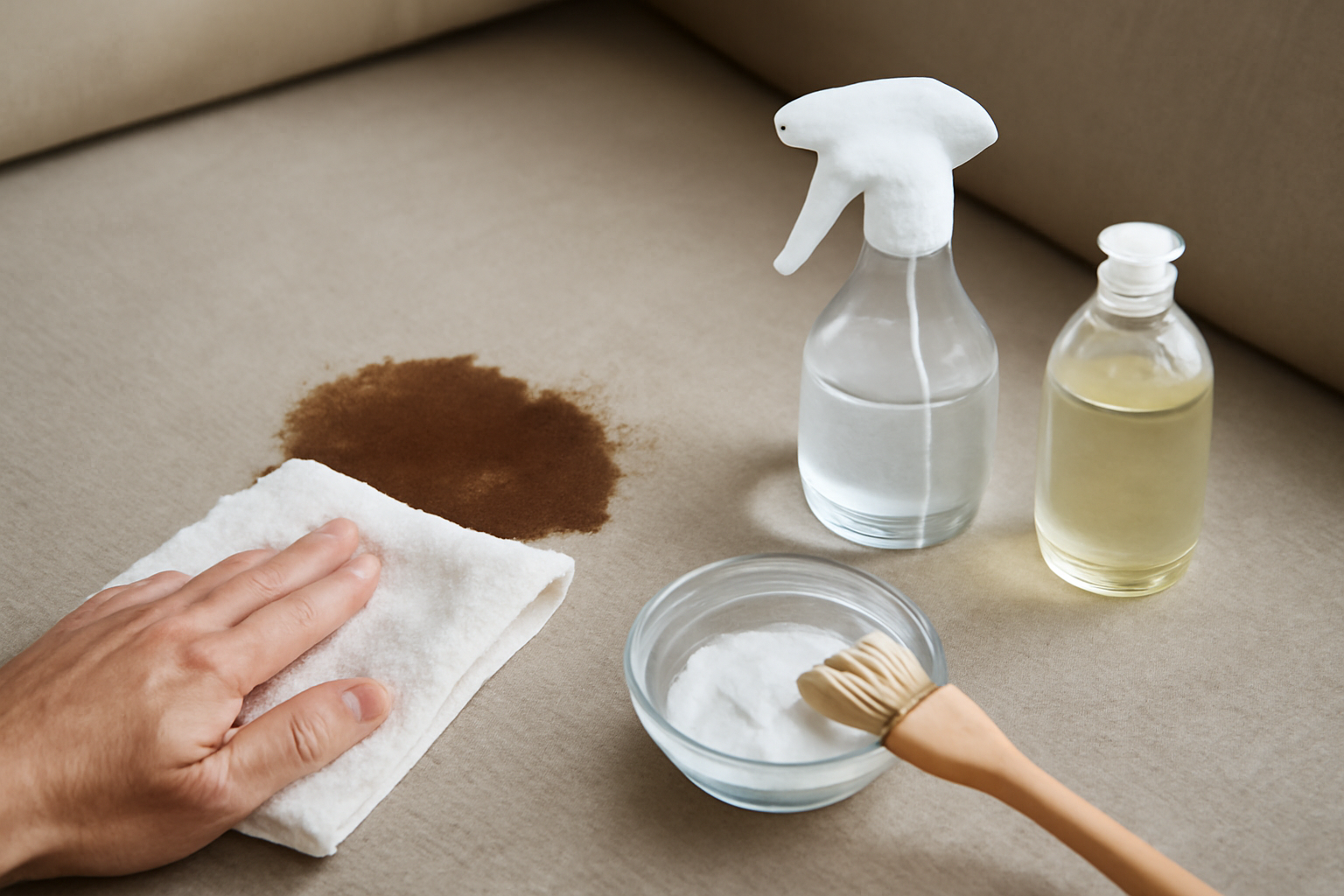 How to Remove a Dried Coffee Stain from a Polyester Couch illustration